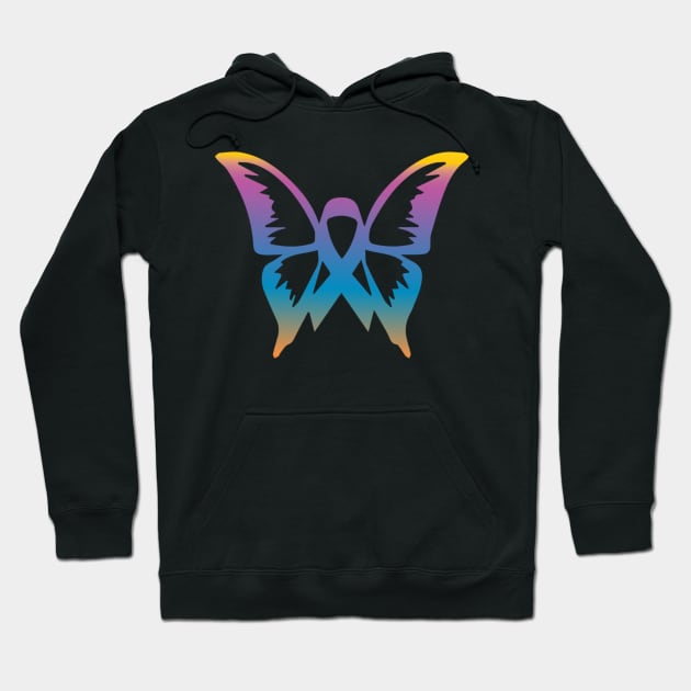 Cancer Ribbon Butterfly Hoodie by SarahBean